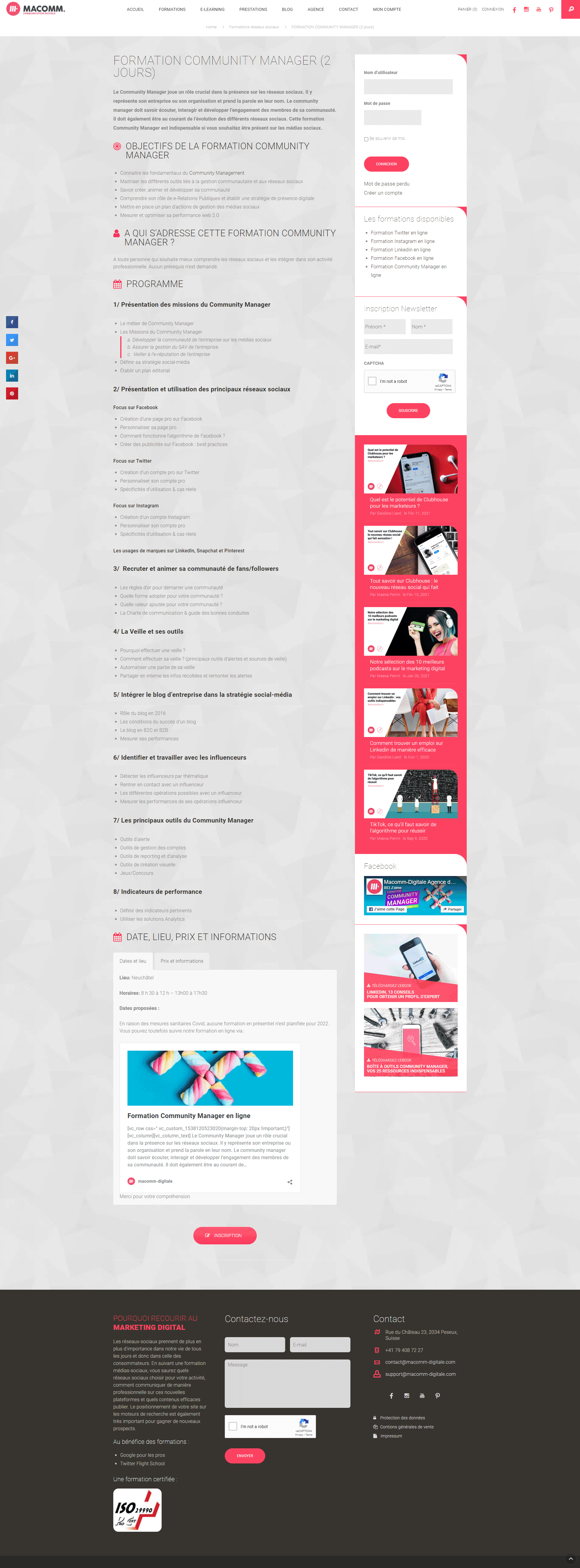 Page du site